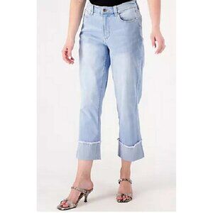 Susan Graver Regular Stretch Denim Girlfriend Jean with Cuff Plus 20 (4411)